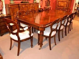 02972d - 3-English-Regency-Dining-Table-&-10-Ballon-Back-Chairs-29